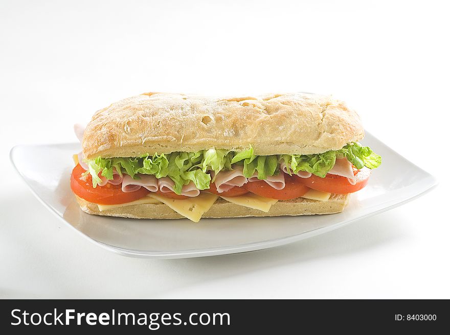 Delicious Sandwich Of Ham Cheese Lettuce Tomato