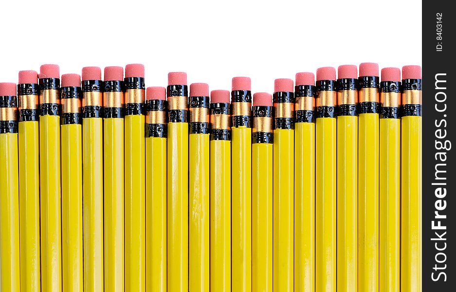 Group of  yellow pencils isolated on white