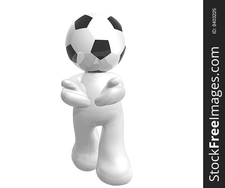 Neat white figure with soccer ball head. Neat white figure with soccer ball head