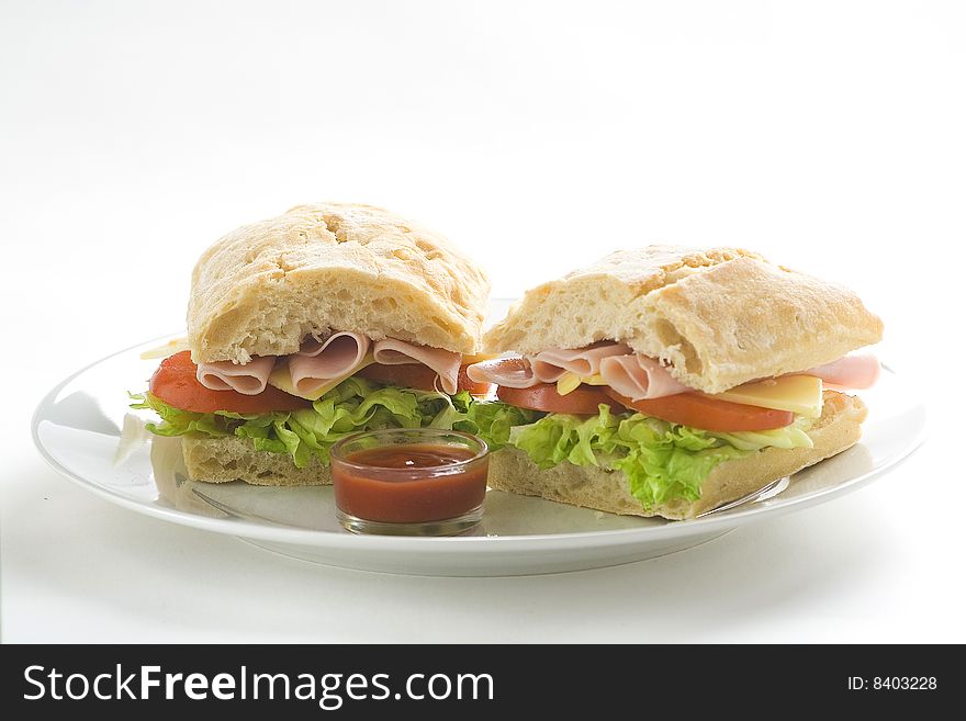 Delicious Sandwich Of Ham Cheese Lettuce Tomato