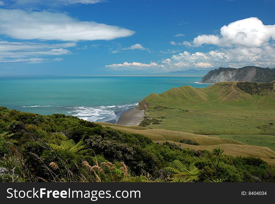East coast of New Zealand coastline in the summer. East coast of New Zealand coastline in the summer