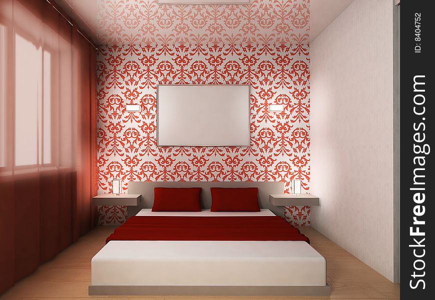 Modern scene of bedroom interior 3D