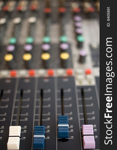 Stock photo: an image of a panel of a sound mixer