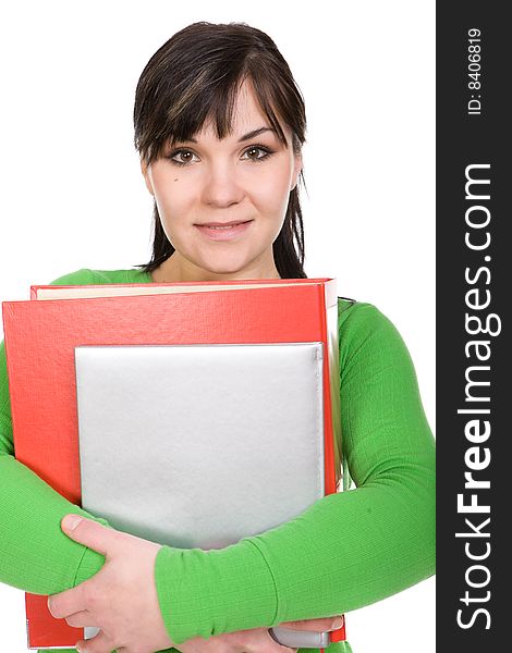 Casual student isolated over white background