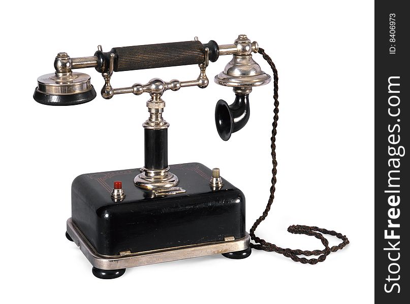 The old-fashioned  retro telephone on isolated background