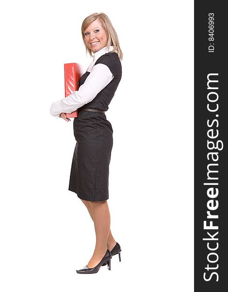 Attractive businesswoman over white background