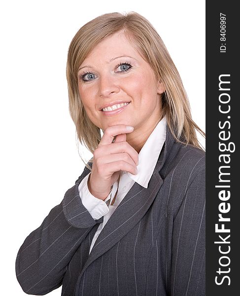 Attractive businesswoman over white background