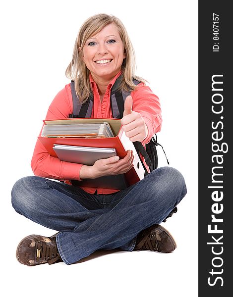 Casual student isolated over white background