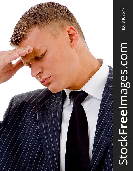 Businessman Holding Head In Tension