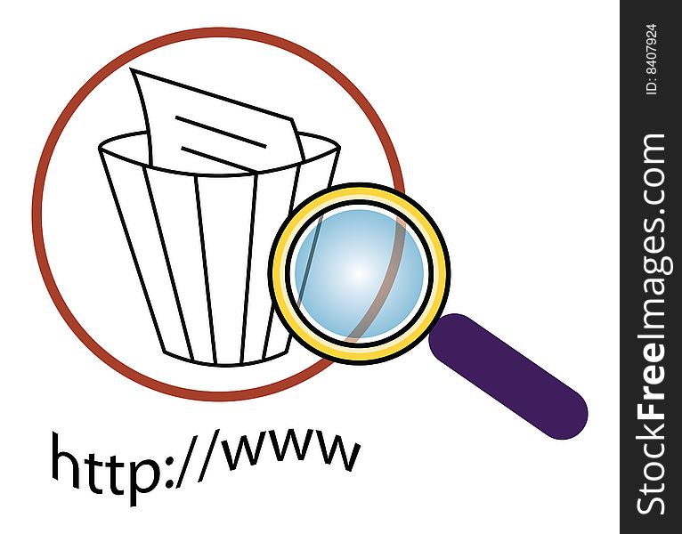 Illustration of file recovery from web with search bar and magnifying glass . Illustration of file recovery from web with search bar and magnifying glass