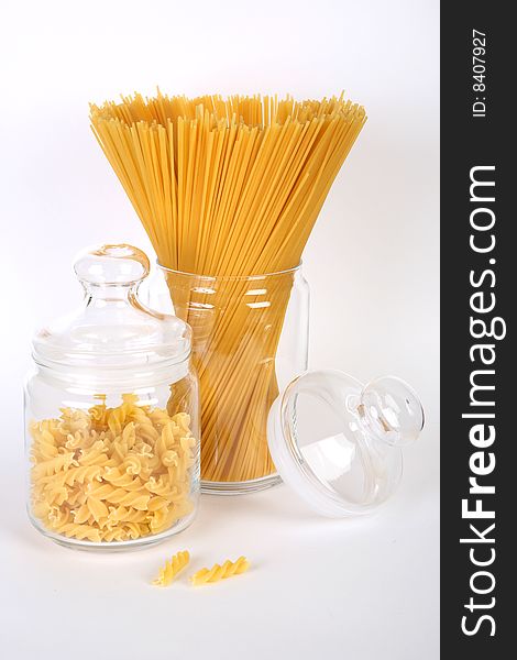 Pasta, spaghetti on white background