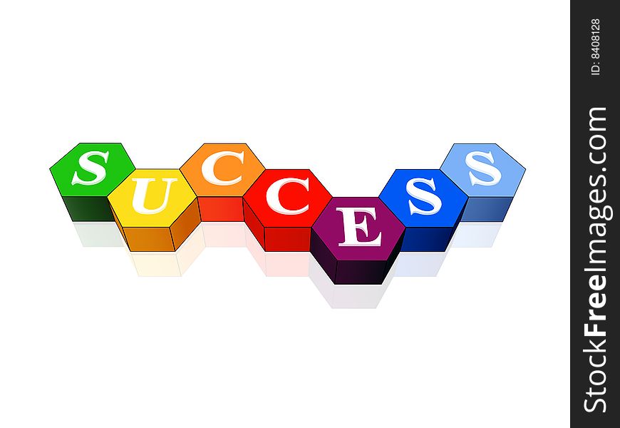 3d colour cubes hexahedrons with white letters - success, word, text. 3d colour cubes hexahedrons with white letters - success, word, text