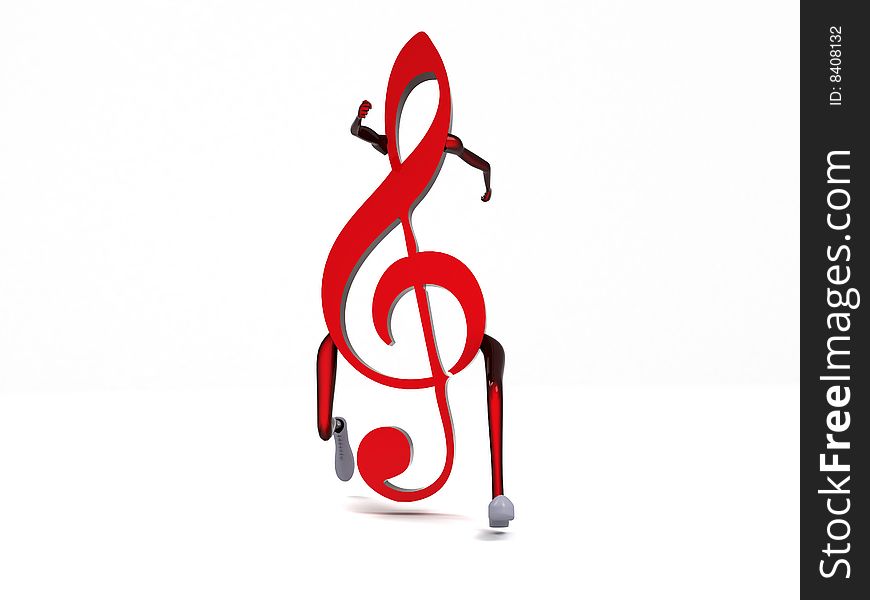 Isolated three dimensional musical note