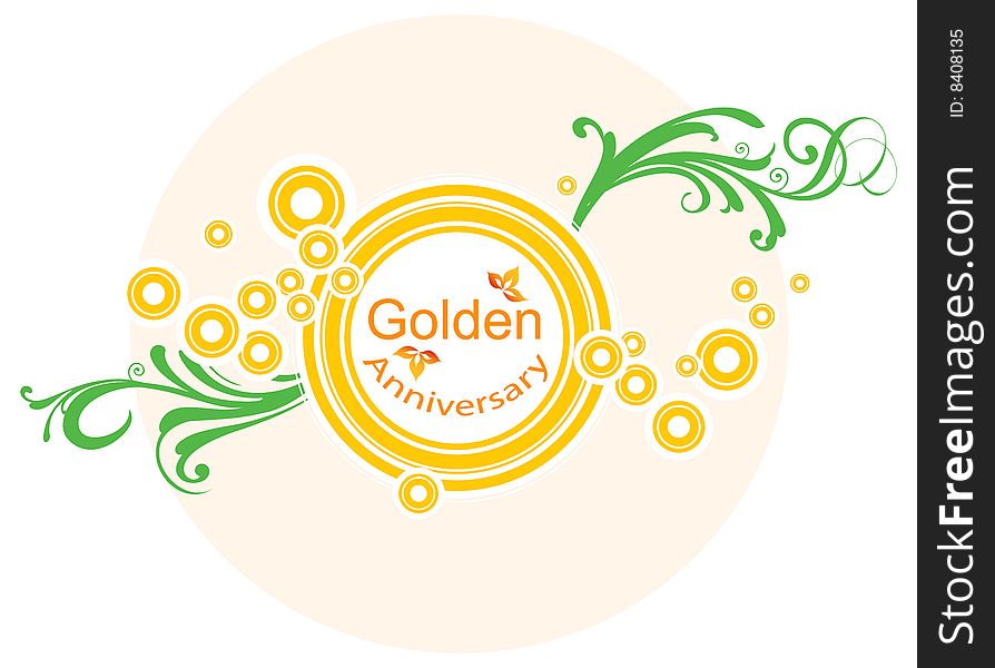 Illustration of Golden jubilee banner with bright  light effect. Illustration of Golden jubilee banner with bright  light effect