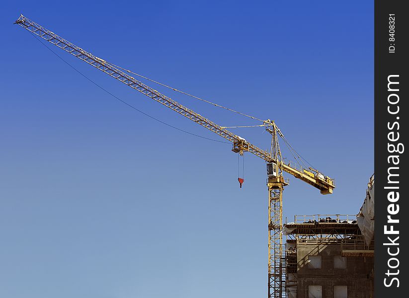 Site on construction with a blue sky. Site on construction with a blue sky