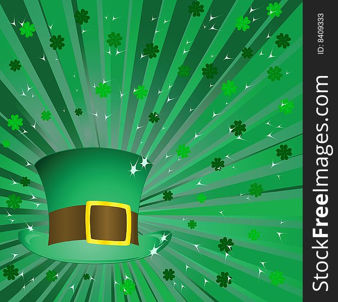 Green Patrick's hat. Vector illustration