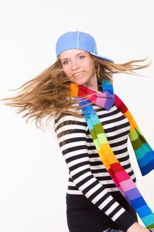 Fashionable Model With Long Flying Hair Royalty Free Stock Photography