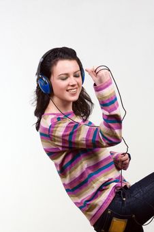 Attractive Young Woman With Headphones Over White Royalty Free Stock Photo Attractive Young Woman With Headphones Over White Royalty Free Stock Photo
