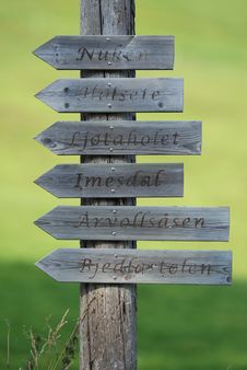 Wooden Signpost With The Burned Names Royalty Free Stock Photos