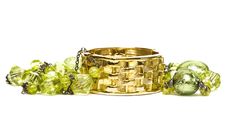 Golden Bracelet With Beads Stock Photography Golden Bracelet With Beads Stock Photography