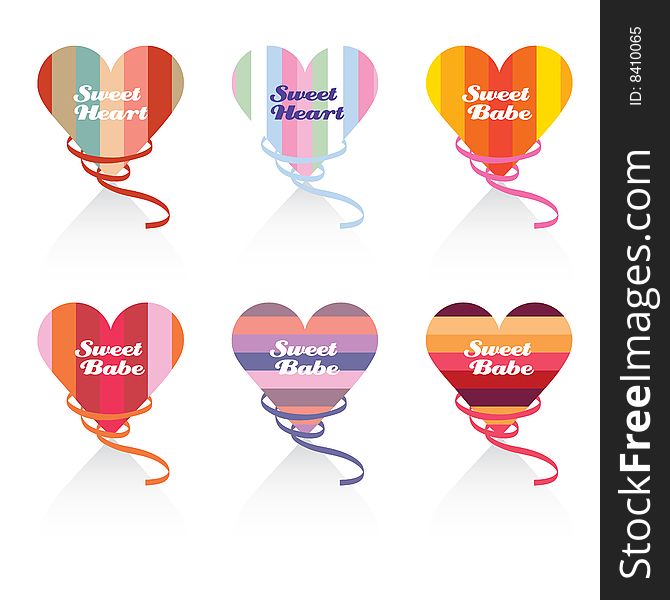 Collection of Six Colorful Valentine Hearts. Collection of Six Colorful Valentine Hearts