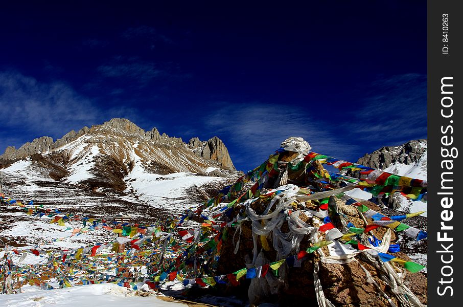 The photo was taken in the way to Baimang snow mountain, Yunnan, China. Circle walking around the mountain is the way to bless for people who living there. The photo was taken in the way to Baimang snow mountain, Yunnan, China. Circle walking around the mountain is the way to bless for people who living there.