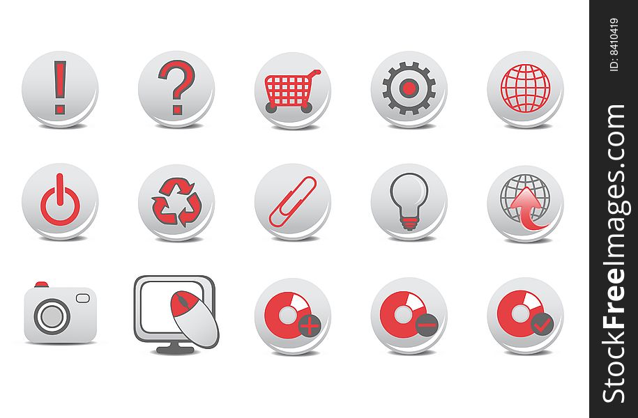 Vector illustration of different  Website and Internet buttons