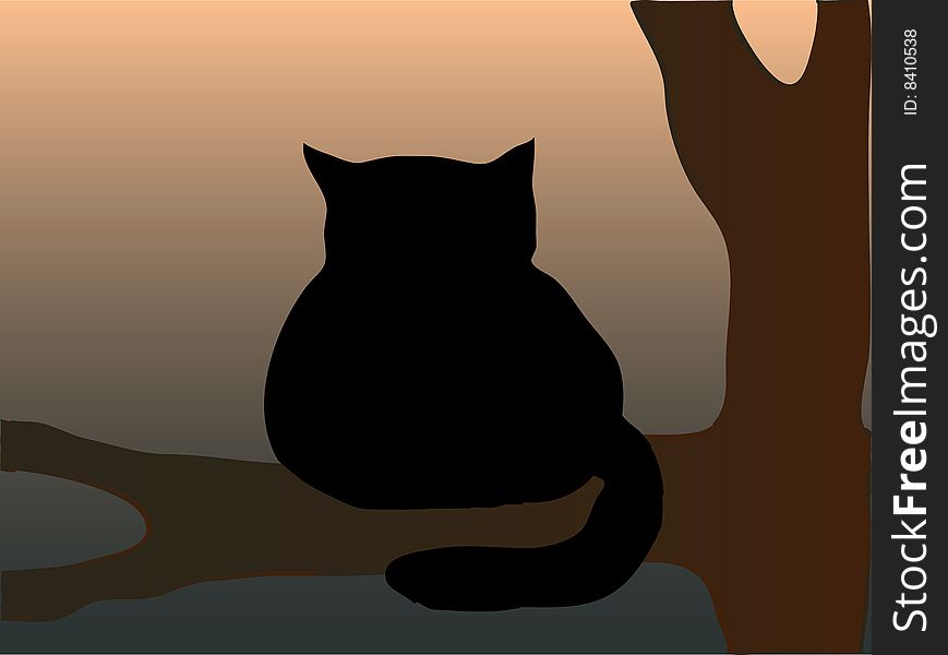 A black cat silhouette sitting on a branch in the moonlight. AI file is attached. Gradient used.
. A black cat silhouette sitting on a branch in the moonlight. AI file is attached. Gradient used.