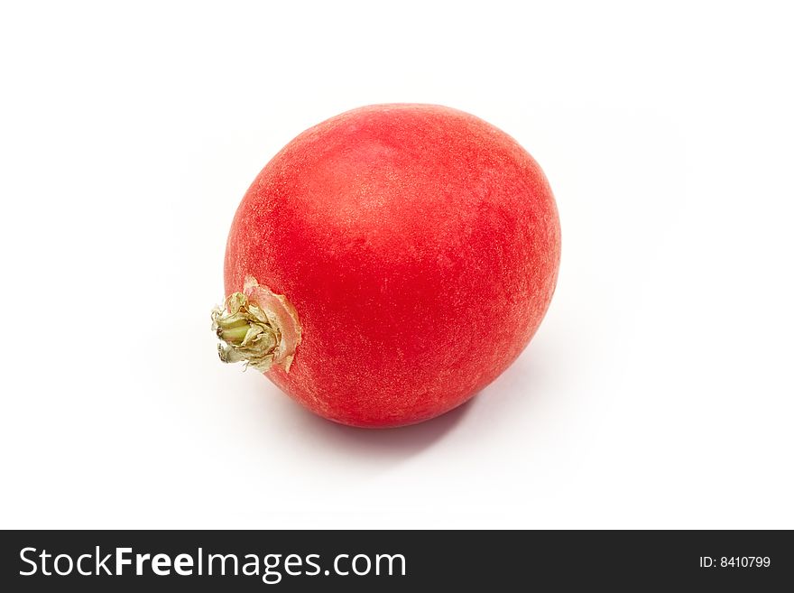 One red radish vegetable isolated on white background. One red radish vegetable isolated on white background