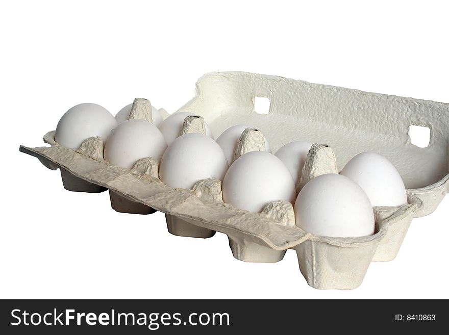 White eggs in carton box