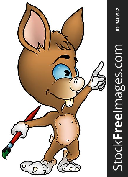 Rabbit Painter - colored cartoon illustration as vector