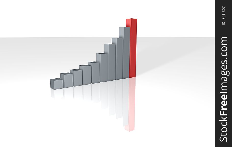3D finance crisis graph showing increase