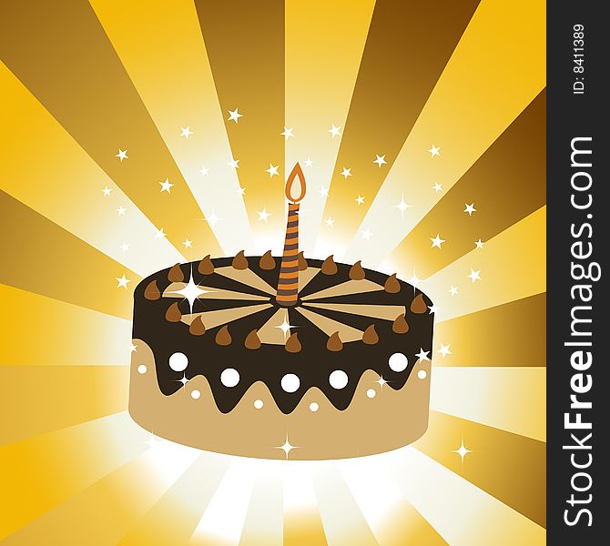 Vector illustration of birthday cake with the candle.