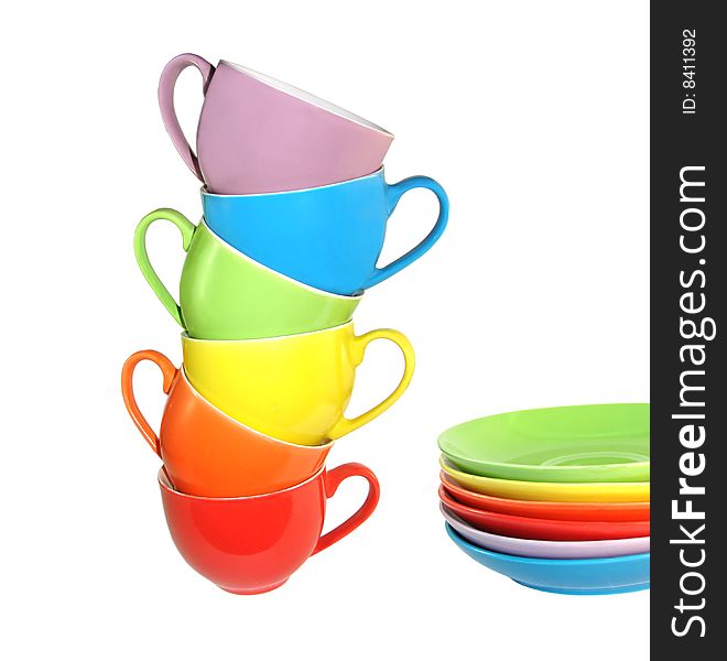 Multi-coloured Cups And Saucers1