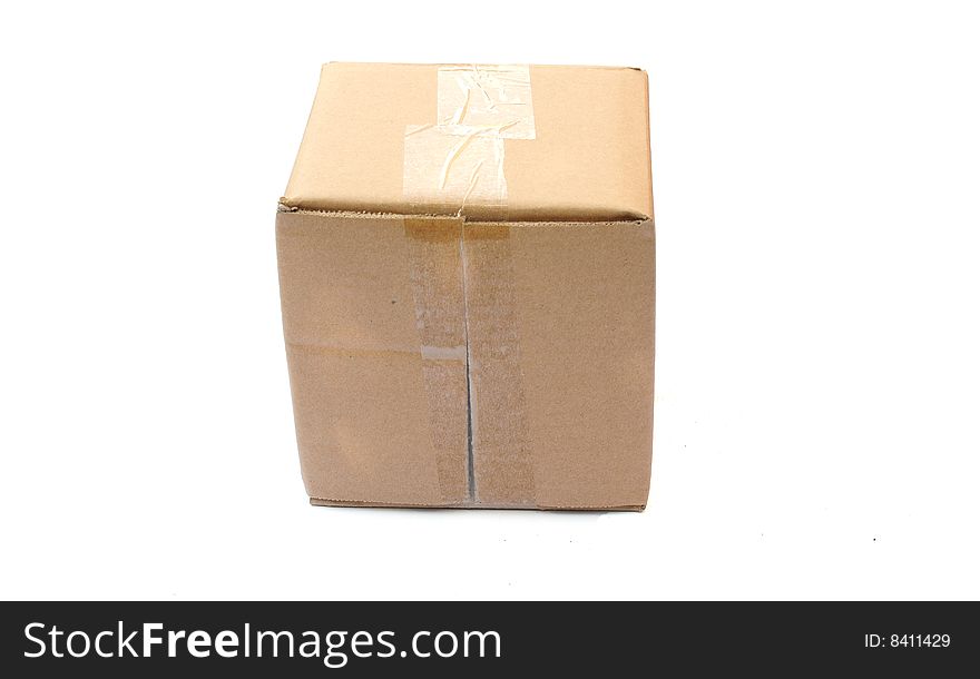 Shot of a cardboard box on a white background