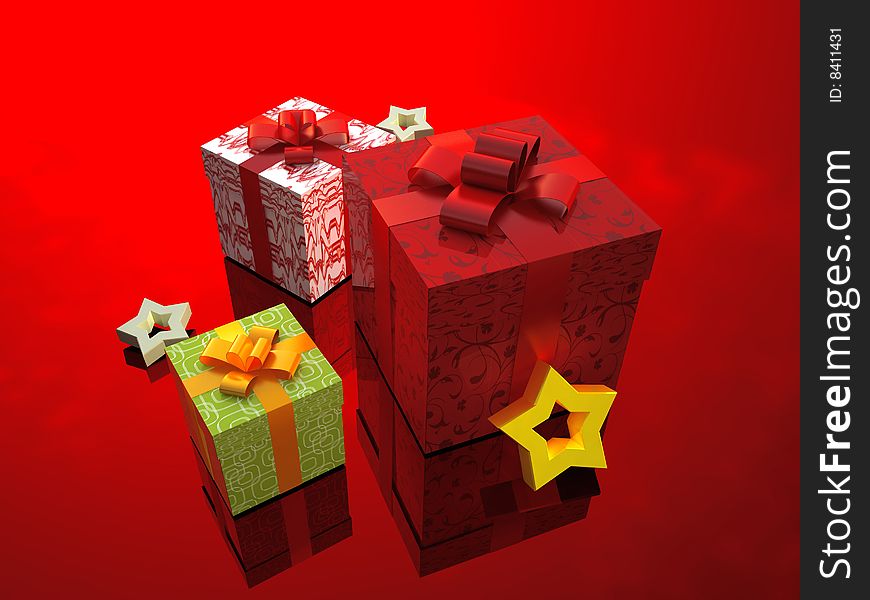 Boxes for gifts on a red background. Boxes for gifts on a red background
