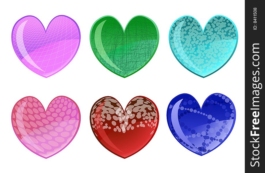 Vector illustration of beautifull hearts icon set. Ideal for Valetine Cards decoration.