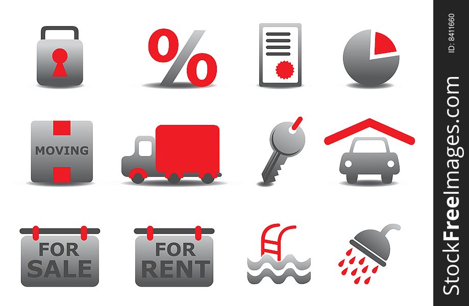 Vector illustration of real estate and moving icons set.You can use it for your website, application or presentation