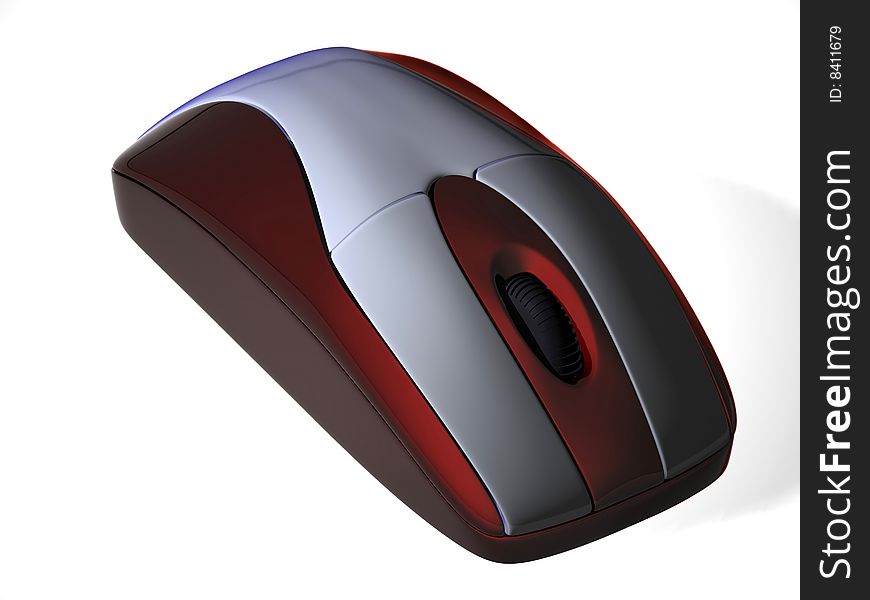 The computer mouse on a white background