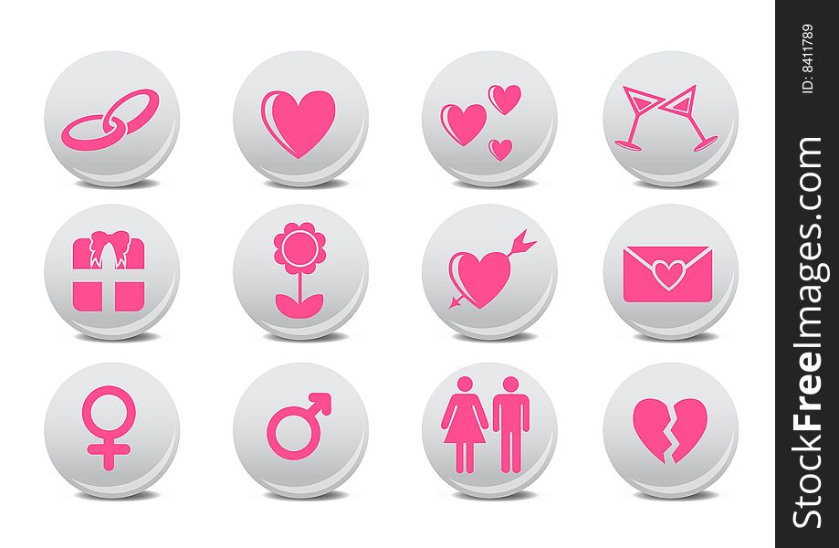 Vector illustration of Love buttons.  Ideal for Valetine Cards decoration