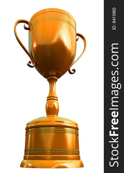 3d image of bronze cup. White background.