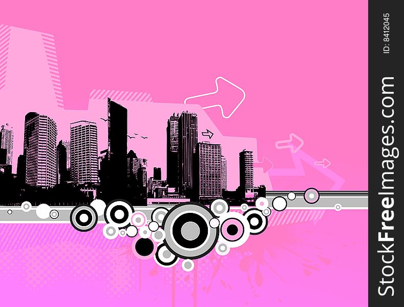 Illustration With City. Vector