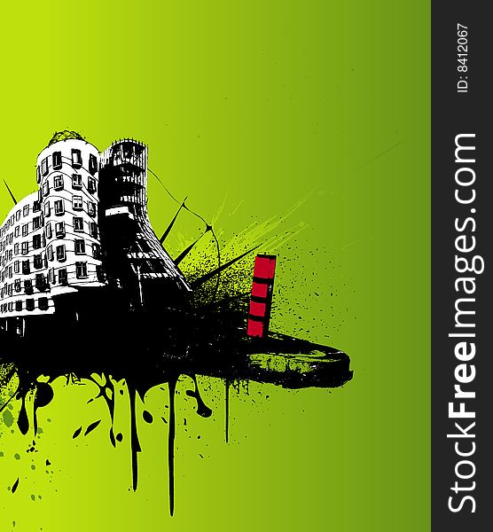 Illustration With City. Vector