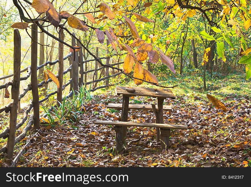 Rustic Table In Garden