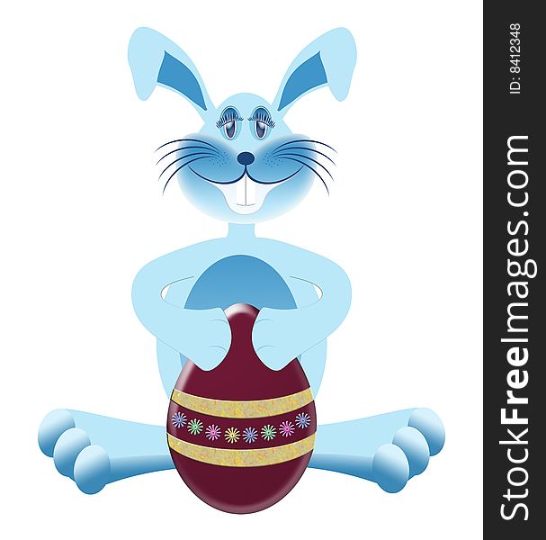 Blue Bunny With Easter Egg