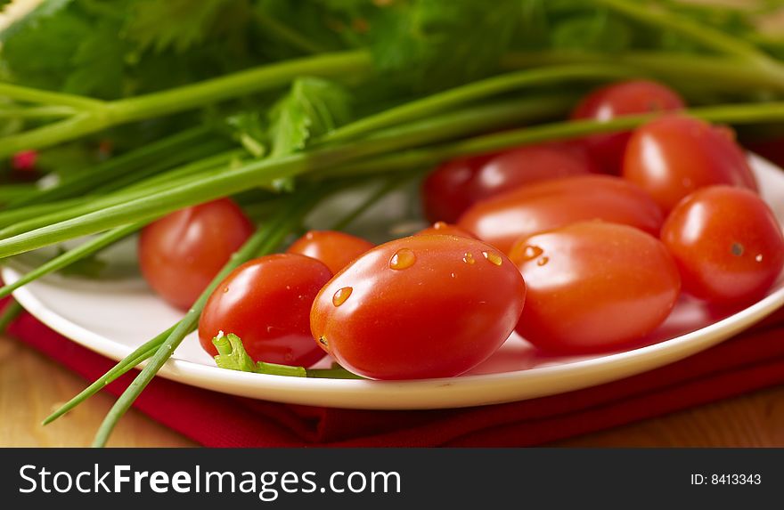 Fresh tomatoes,chive and parsley. Fresh tomatoes,chive and parsley