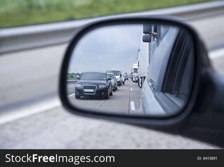 Morning traffic jam on a road