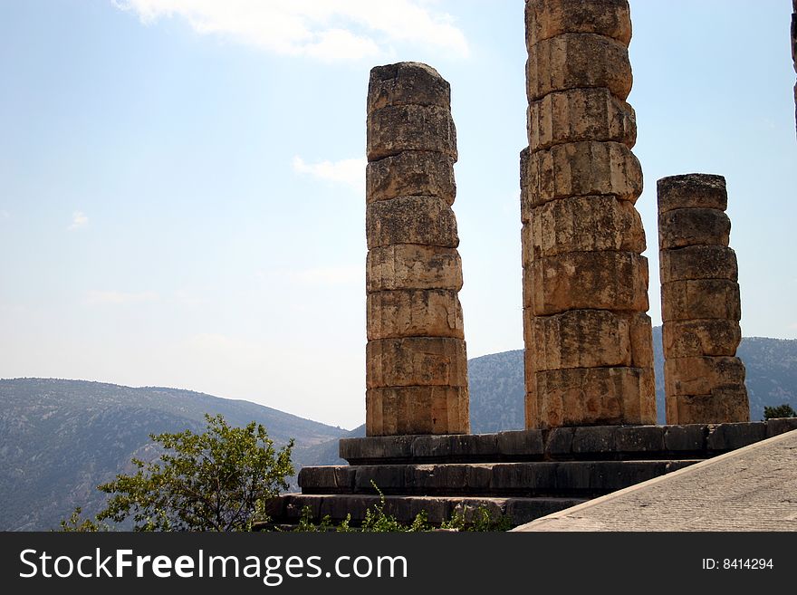 The ancient landmark ruins of Delphi in Greece. The ancient landmark ruins of Delphi in Greece.