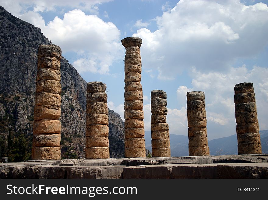 The ancient landmark ruins of Delphi in Greece. The ancient landmark ruins of Delphi in Greece.