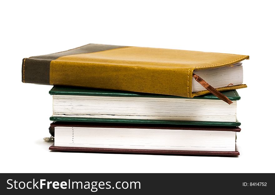 Notebooks with book-mark isolated on white background